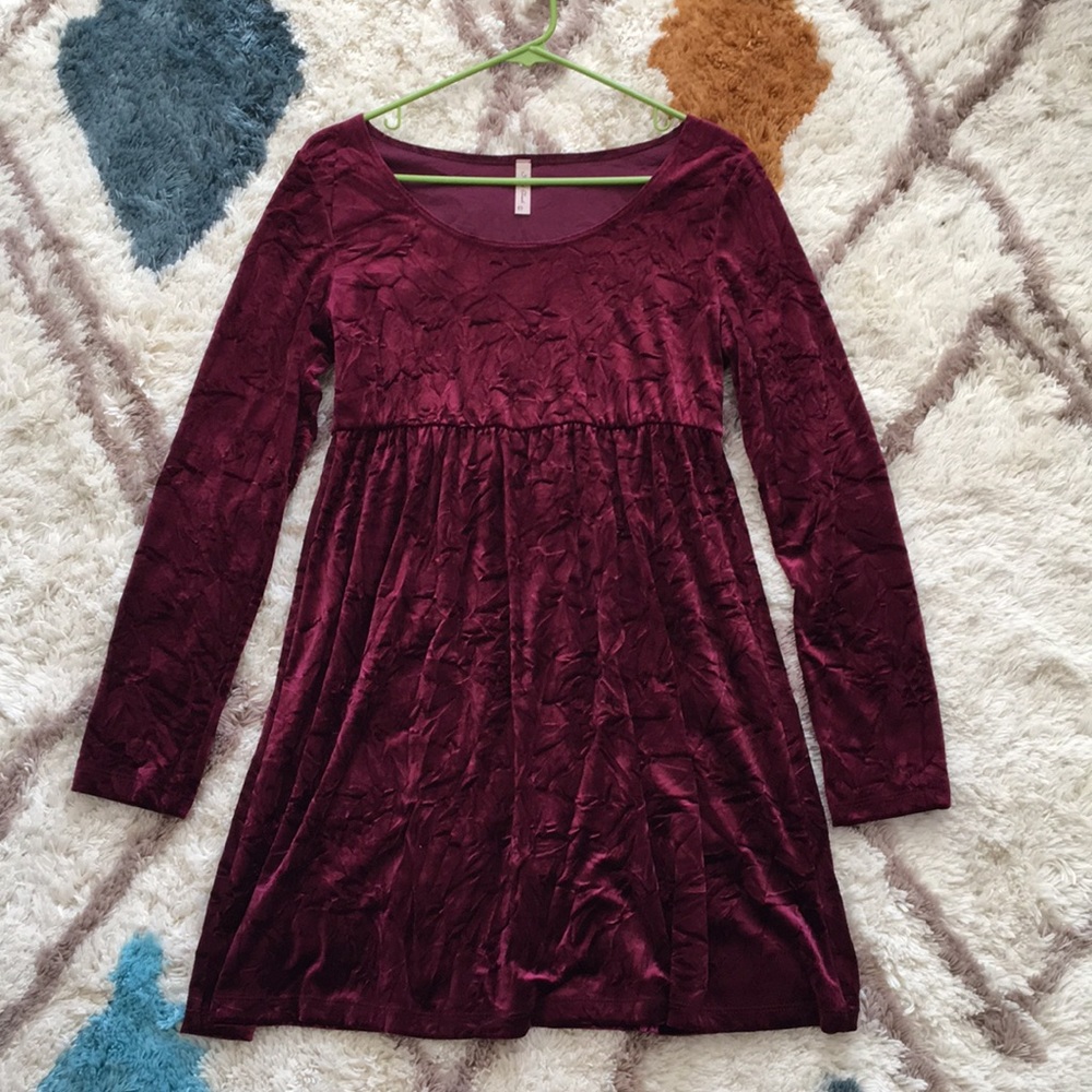 Maroon velvet dress